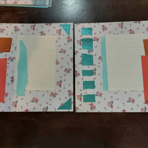 Flowers, Glitter and Distressed Style Scrapbook Layout:  12x12 Premade Two Page Layout - Just add photos and journaling