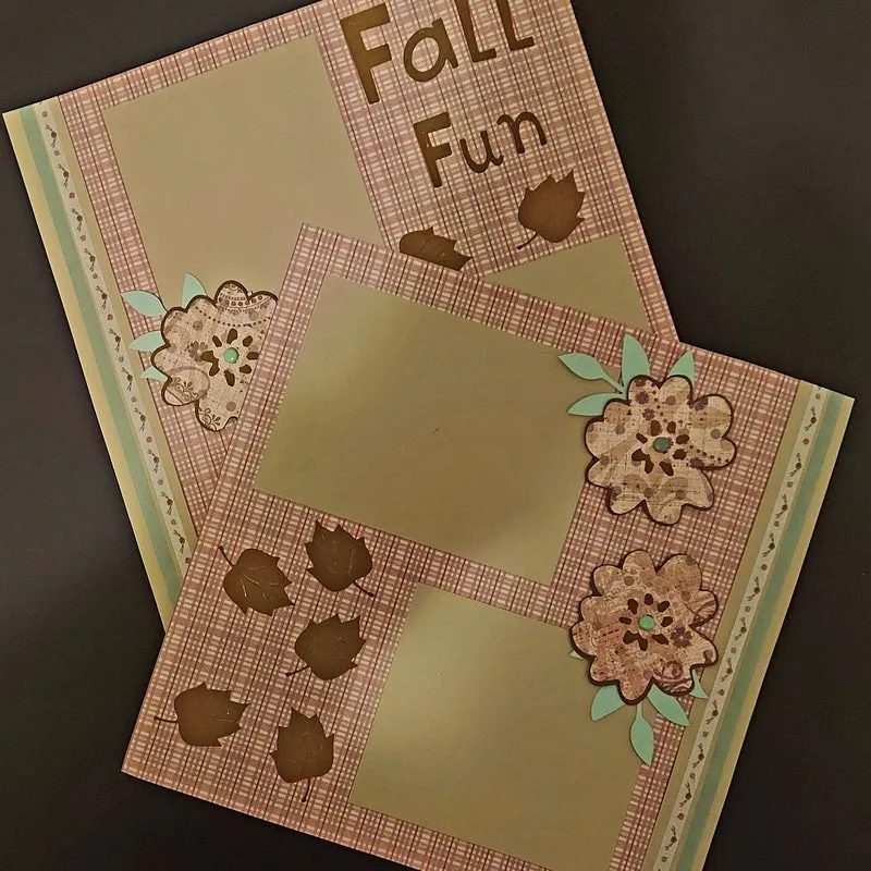 Autumn Harvest Scrapbook Layout: 12x12 Plaid, Floral Embellishments