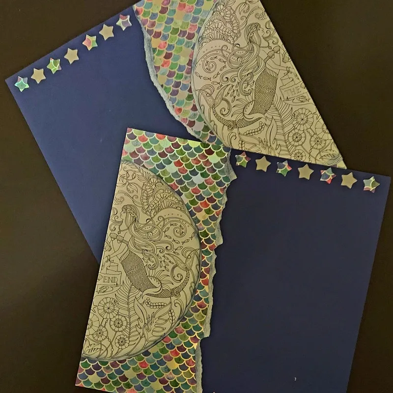 Mermaid Scrapbook Layout: 12x12 Premade Two Page Design