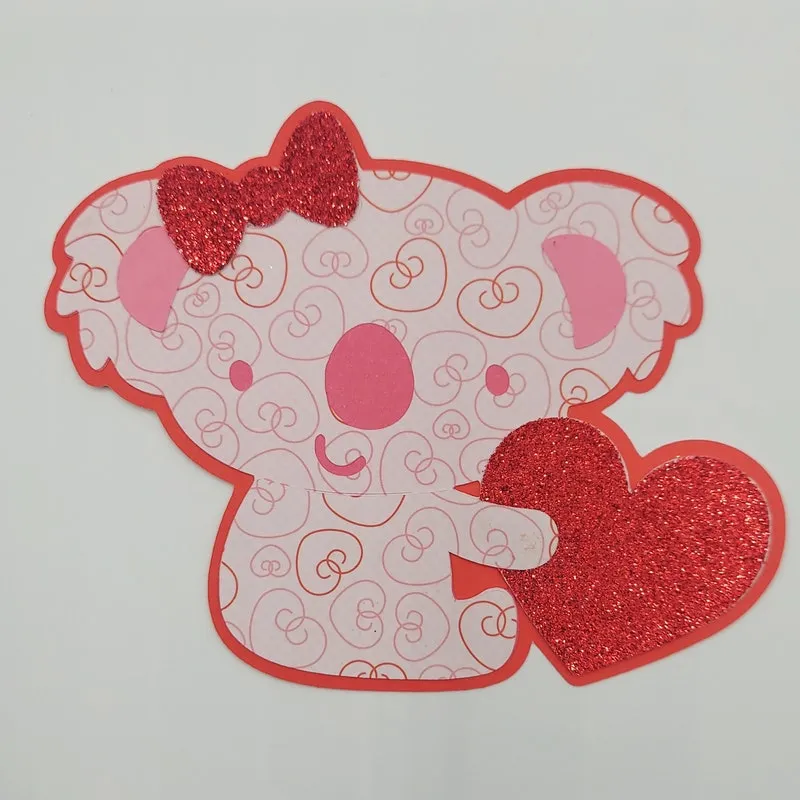 Glittery Koala Bear Embellishment – Pink and Red Heart Craft