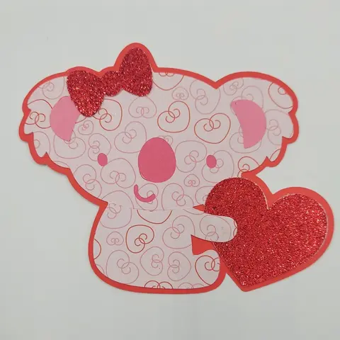 Glittery Koala Bear Embellishment – Pink and Red Heart Craft