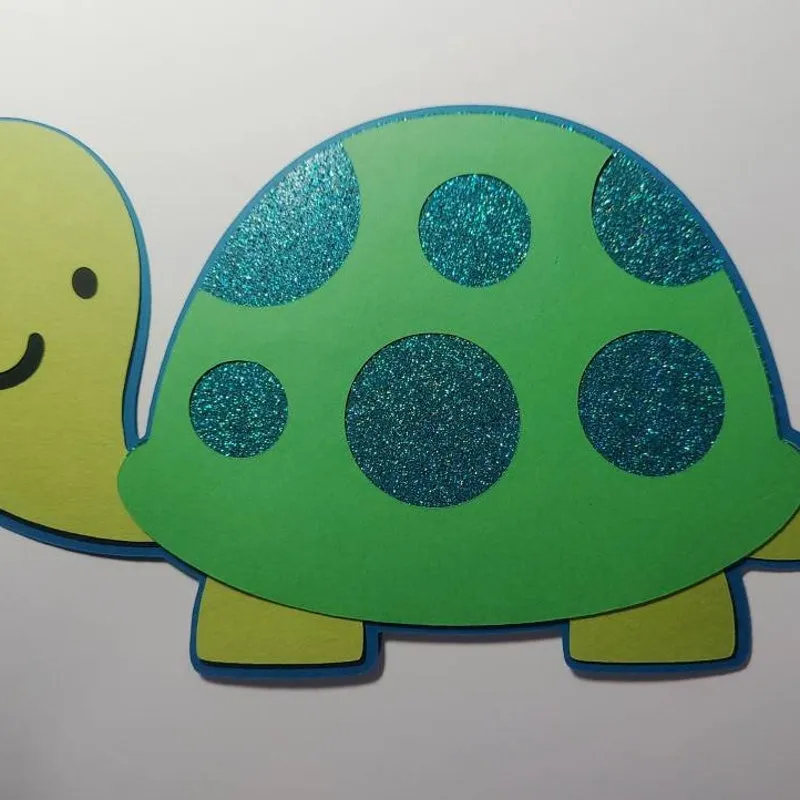 Sparkly Green Turtle Embellishment: Scrapbook Cardstock Die Cut, Junk Journal Ephemera