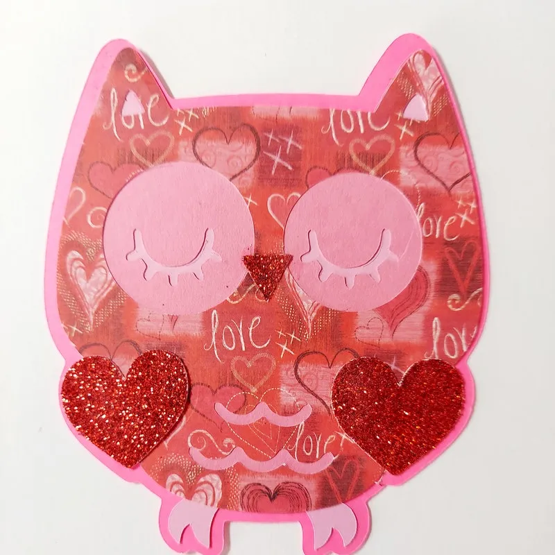 Owl Embellishment for Scrapbooking, Card Making or Junk Journals, Valentine's Day Owl Die Cut