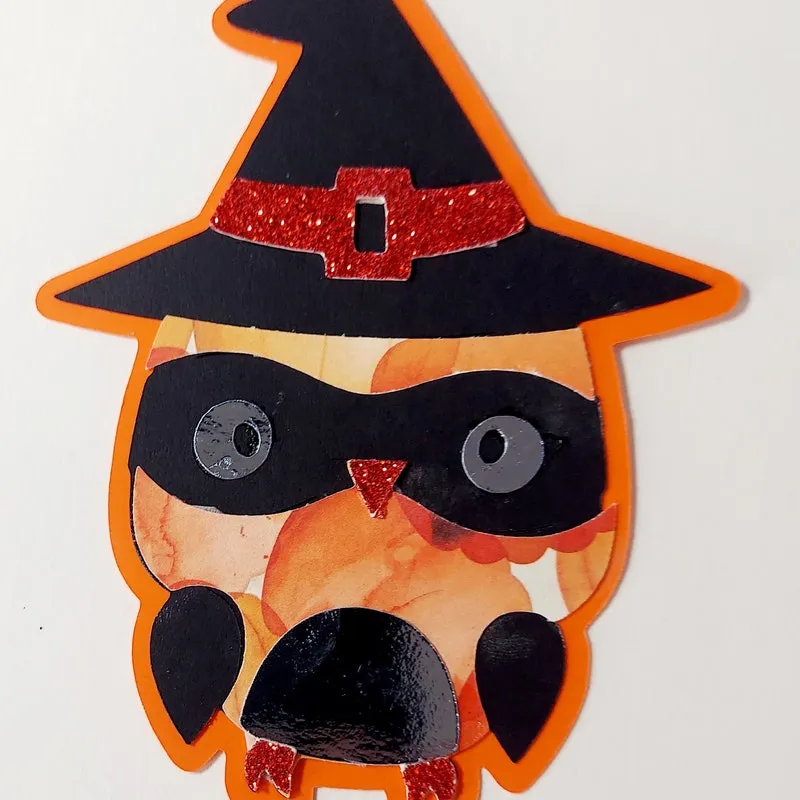 Halloween Cardstock Owl Embellishment: Glitter Witch Hat, Scrapbook Supply