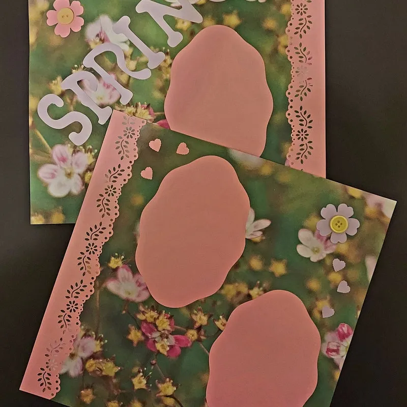 Spring Flowers Scrapbook Layout: Pink & Green Floral, 12x12 Two Page