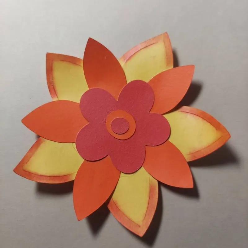 Glitter Paper Flowers: Orange & Red Scrapbook Embellishments (Set of 8)