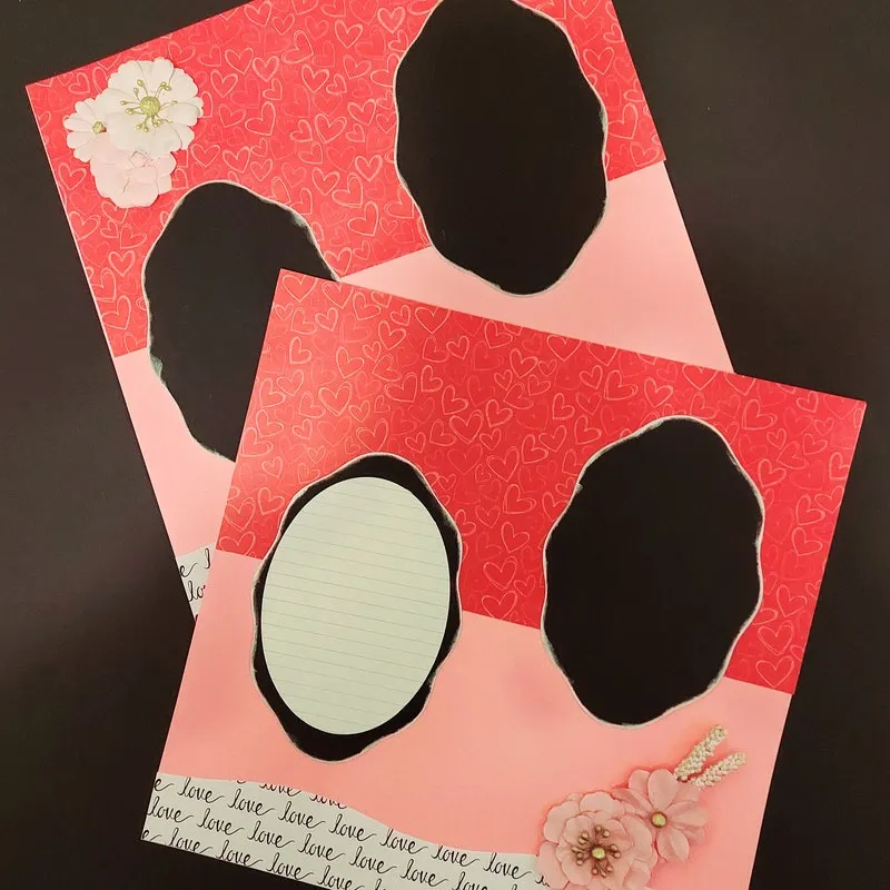Valentines Day Scrapbook Layout: Romantic Vintage Theme, 12x12 Two Page