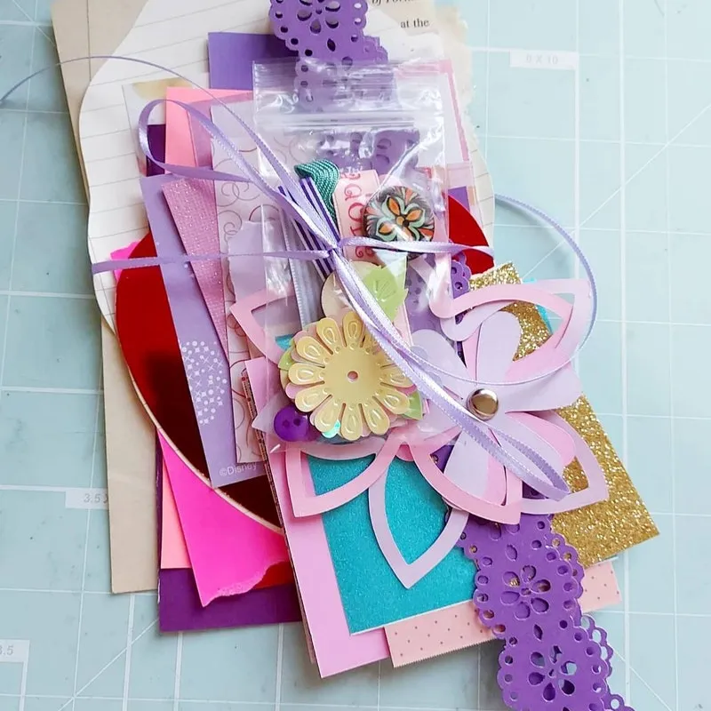 Junk Journal Supplies Spring Vibes Scrap Pack:  Ephemera, ribbons, buttons and more -for Scrapbooking, Card Making and Paper Crafting