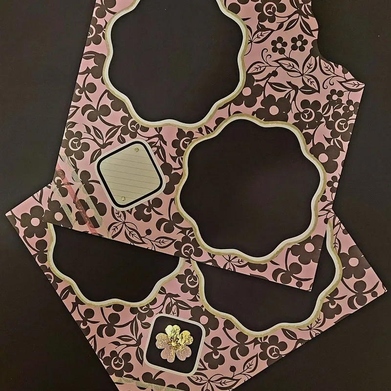 Vintage Floral Scrapbook Layout: Pink, Black & Gold 12x12 Pages