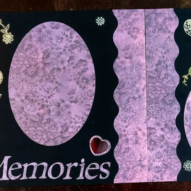 Love-Themed Scrapbook Layout: Black & Purple with Gold Accents