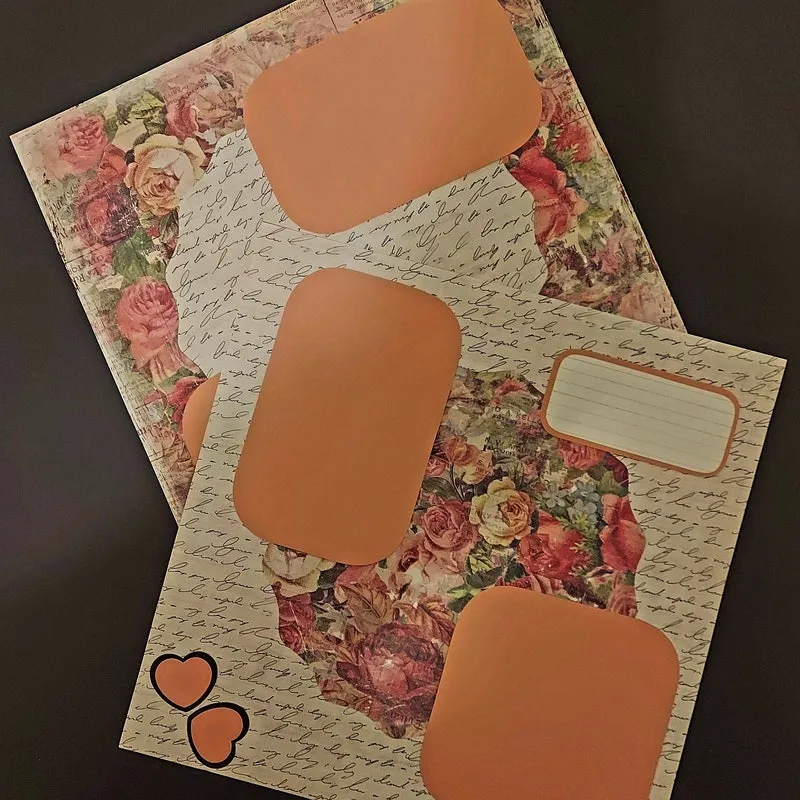 Peach Rose Scrapbook Layout: Premade 12x12 Two Page Design
