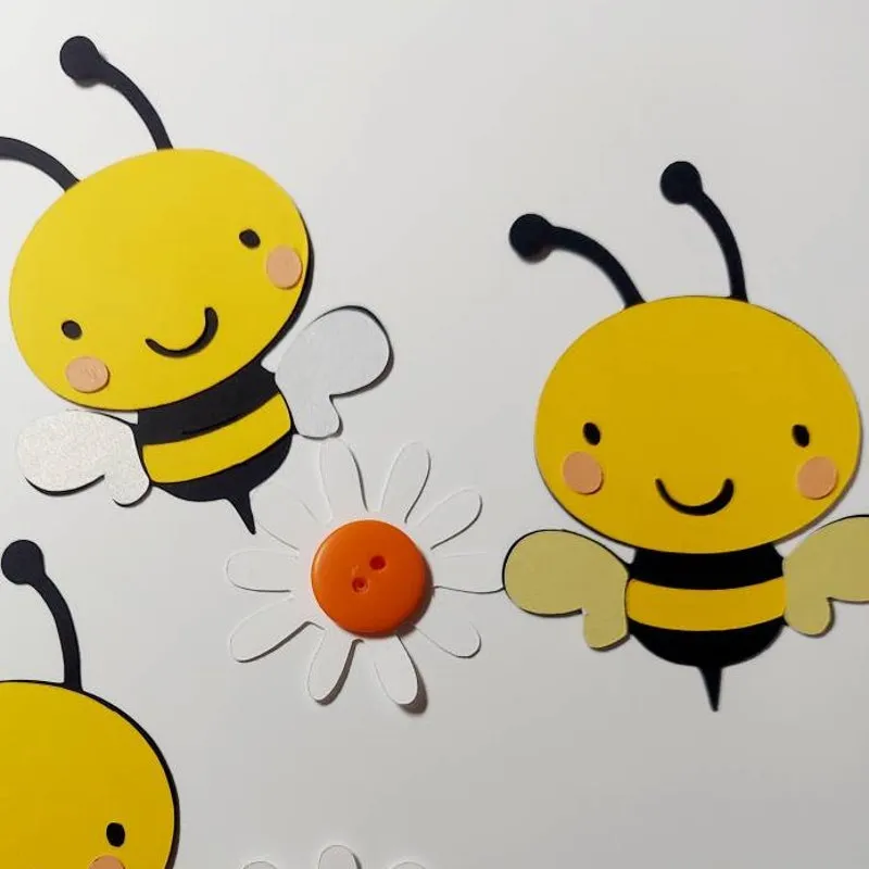 Bumble Bee Embellishments for Scrapbooking (3 Pack) -  Card Making - Paper Crafts - Junk Journals  - Die Cuts - Spring or Summer Ephemera