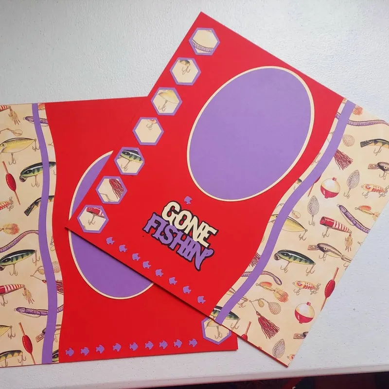 Gone Fishing Scrapbook Layout: 12x12 Two Page Angling Adventure