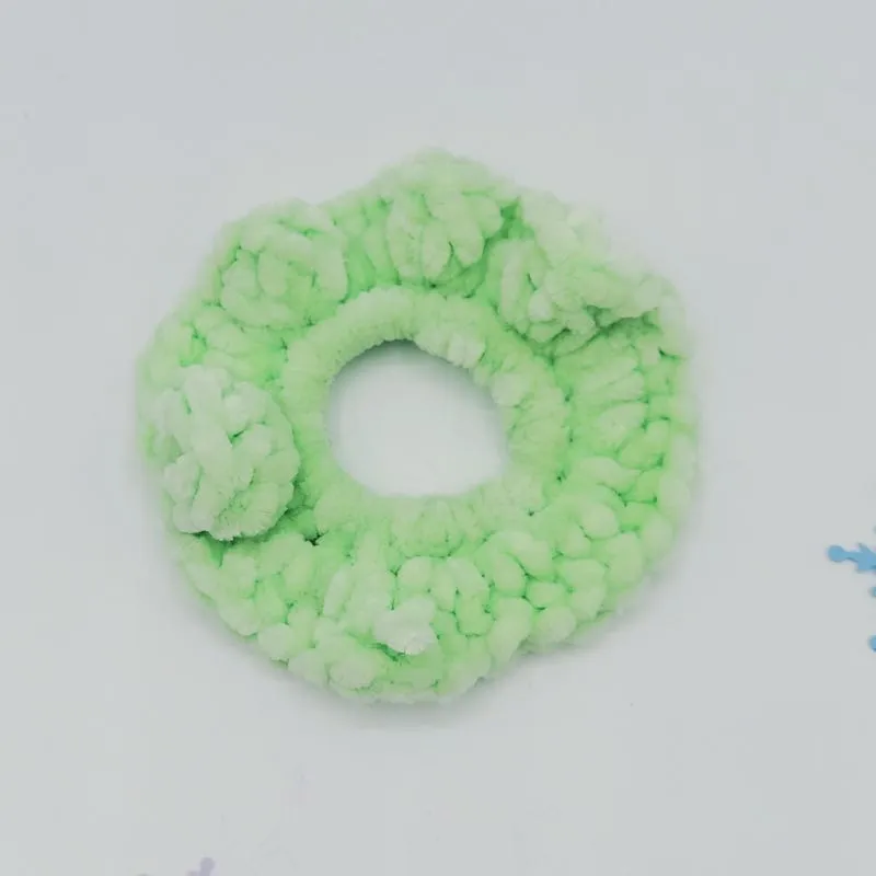 Mint Green Crochet Scrunchie: Soft Baby Bee Yarn Hair Accessory