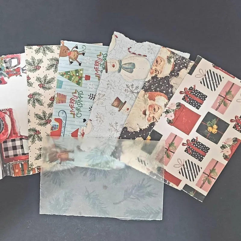 Christmas Scrap Pack: Cardstock, Ribbon & Washi Tape - Junk Journal Embellishments