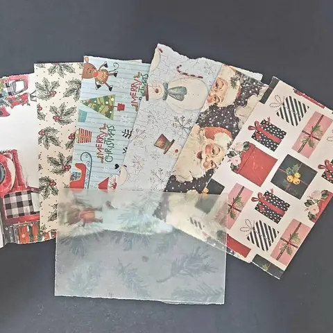 Christmas Scrap Pack: Cardstock, Ribbon & Washi Tape - Junk Journal Embellishments