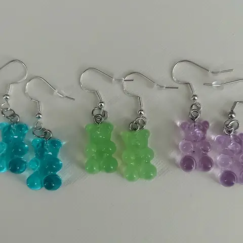 Gummy Bear Dangle Earrings: Candy Themed Drop Earrings