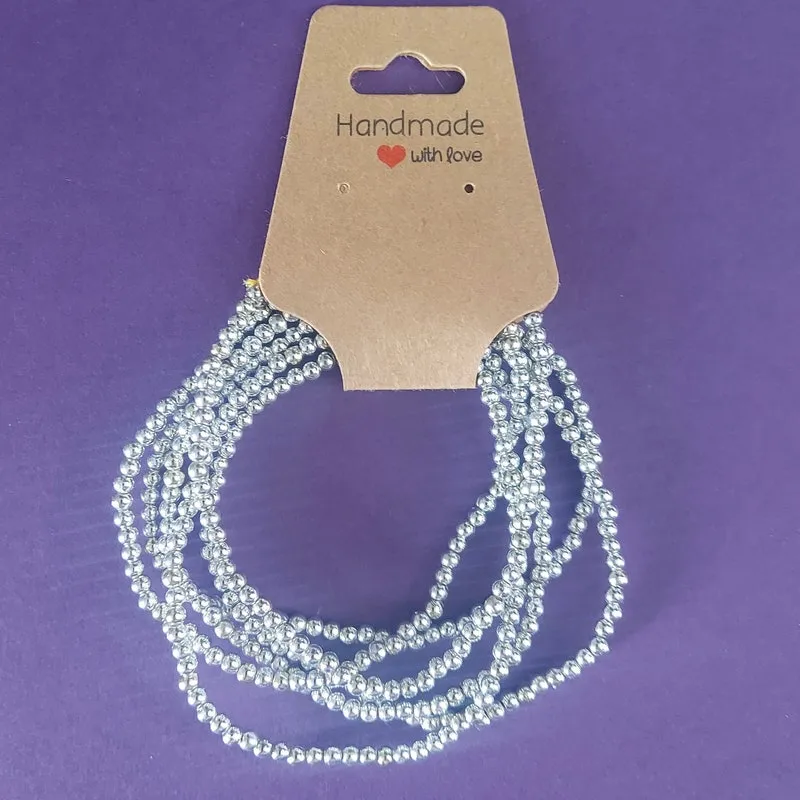 Beaded Bracelets in Silver (set of 6)