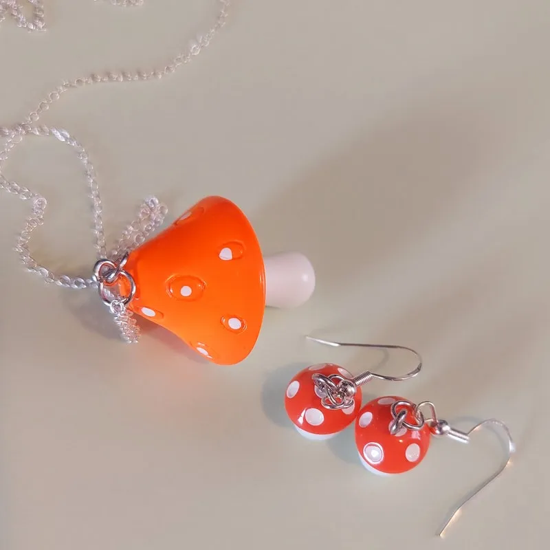 Mushroom Dangle Earrings, Colorful Fungi Jewelry, Whimsical Gift