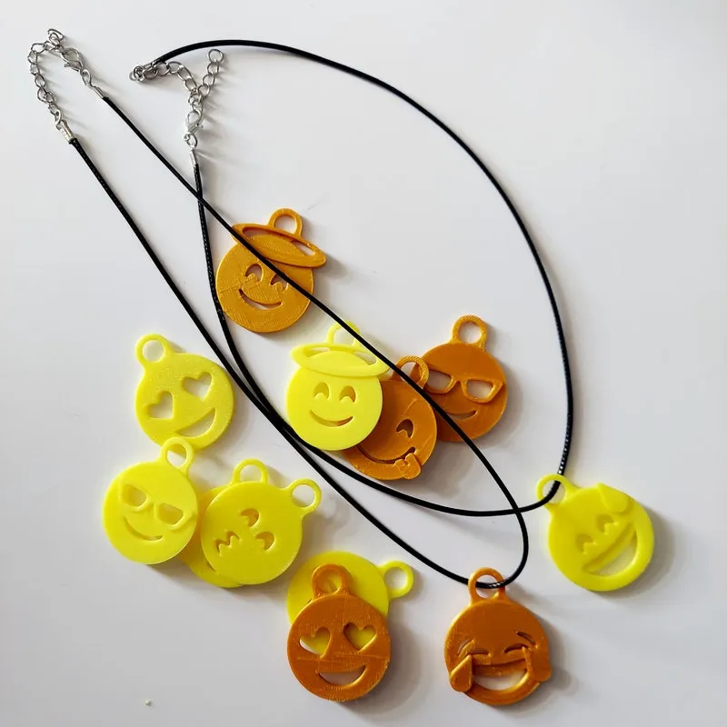Vibrant Yellow Emoji Charm Necklace with 21 Interchangeable Charms - Also in Gold