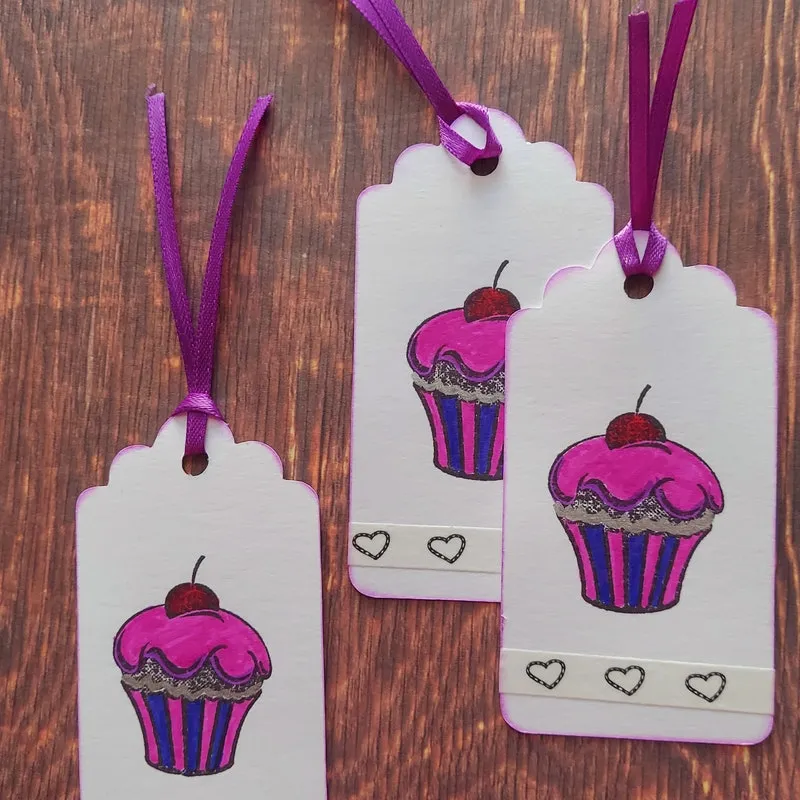 Handcrafted Cupcake Gift Tags: Stamped Cardstock Embellishments