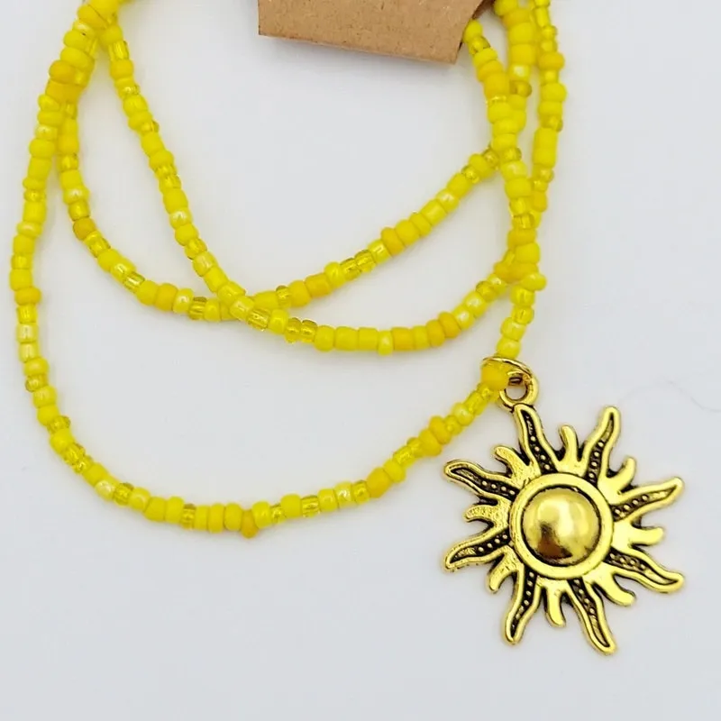 Yellow Wrap-Around Beaded Charm Bracelet
