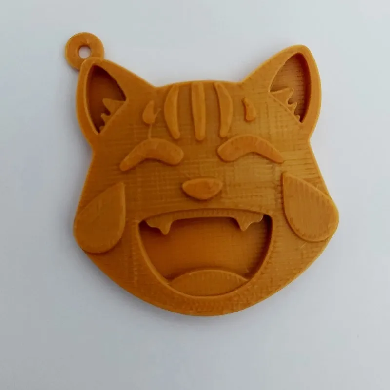 3D Printed Kitty Pendant Necklace: Goldenrod Cat Emoji Charm