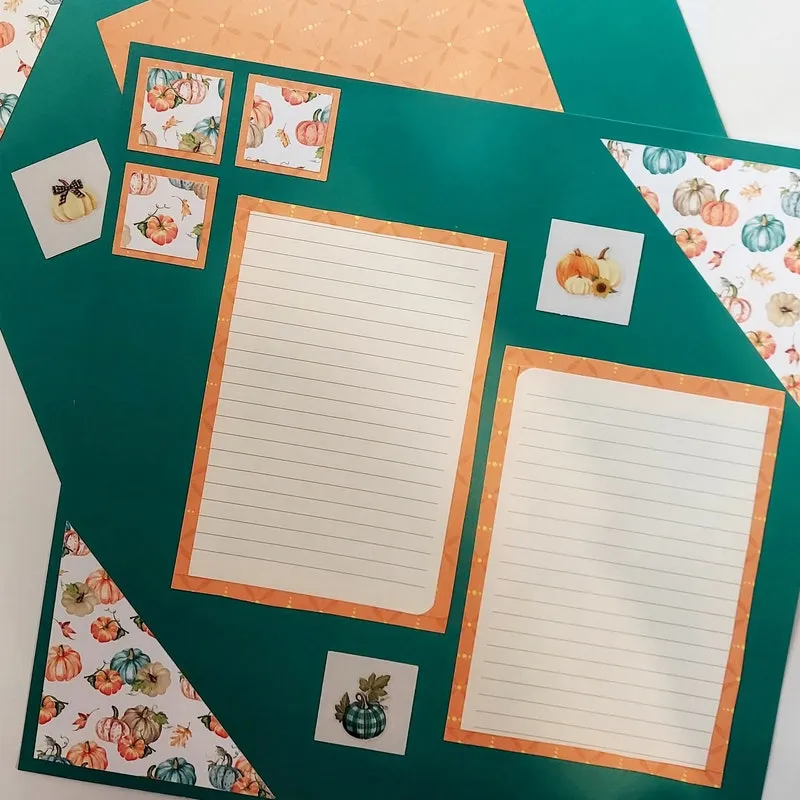 Pumpkin Patch Scrapbook Layout: Premade Fall Photo Album Pages