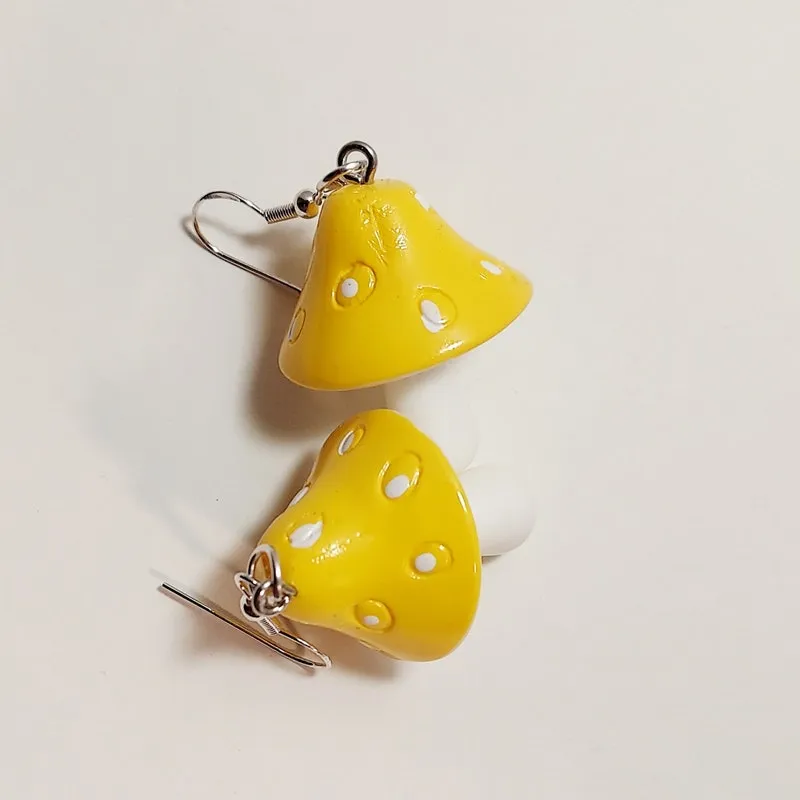 Oversized Mushroom Earrings: Handmade Whimsical Funky Jewelry