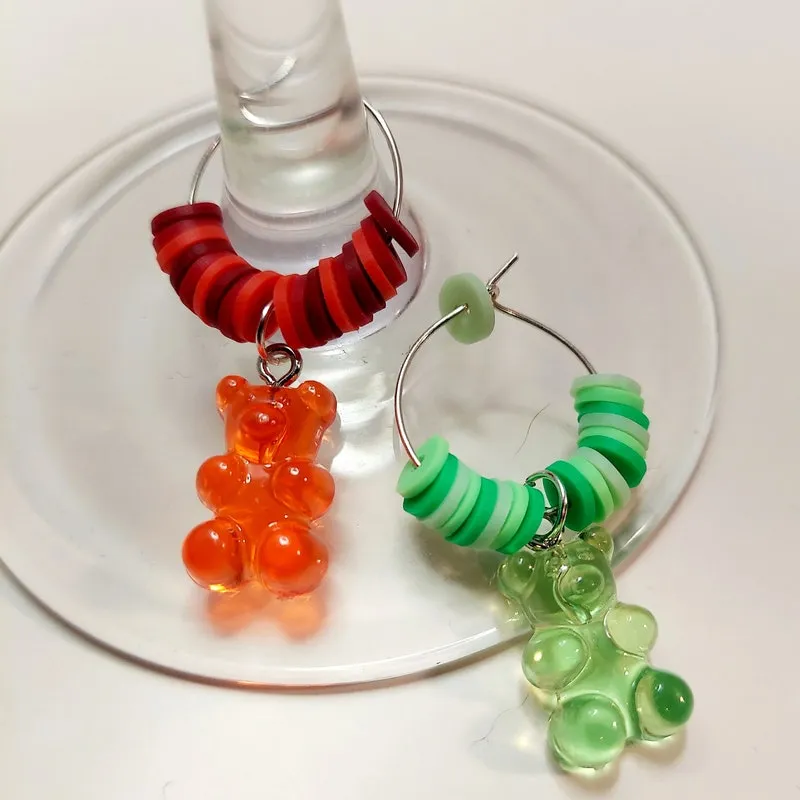 Christmas Wine Glass Charms: Gummy Bear & Mushroom Holiday Drink Markers