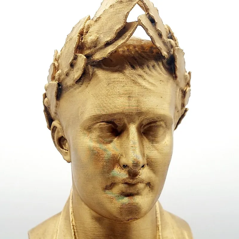 3D Printed Gold Napoleon Bust: Historical Decor (10 inches)