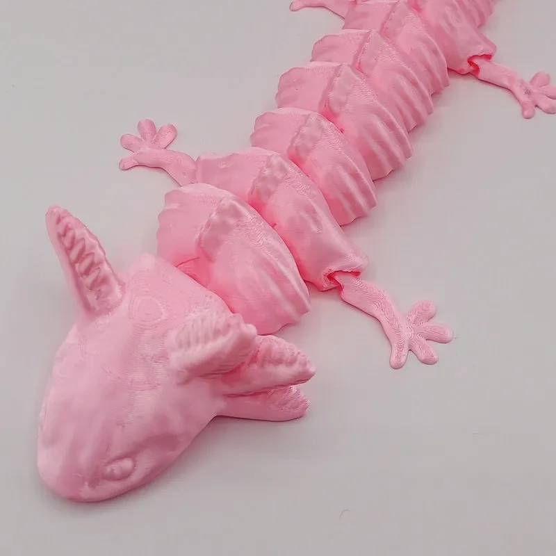 Pink Axolotl Figurine: 3D Printed Articulated Toy