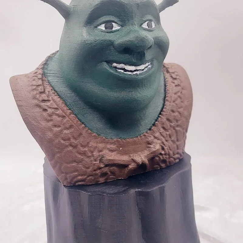 Hand-Painted Shrek Bust: 3D Printed Ogre Figurine