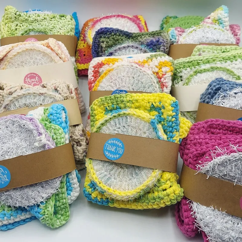 Crochet Dishcloth Set: Handmade Kitchen Towel, Scrubber & Trivet