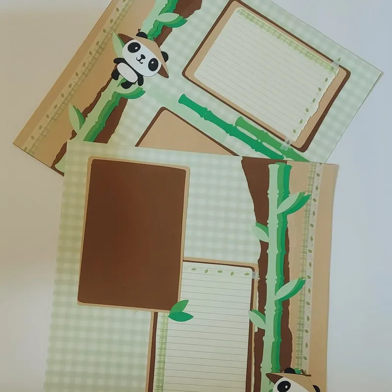 Panda Scrapbook Layout: Premade Zoo Theme 12x12 Two Page Layout  - Adorable Panda wearing a hat Climbing Bamboo