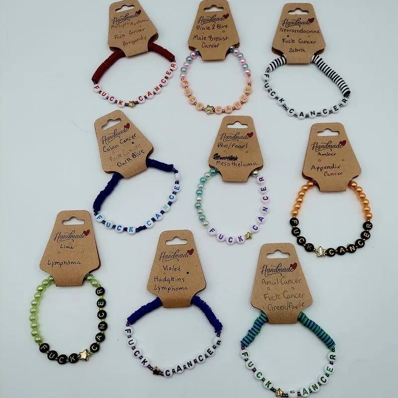 Fuck Cancer Beaded Bracelet: Cancer Awareness Gift, for the Caregiver or Survivor