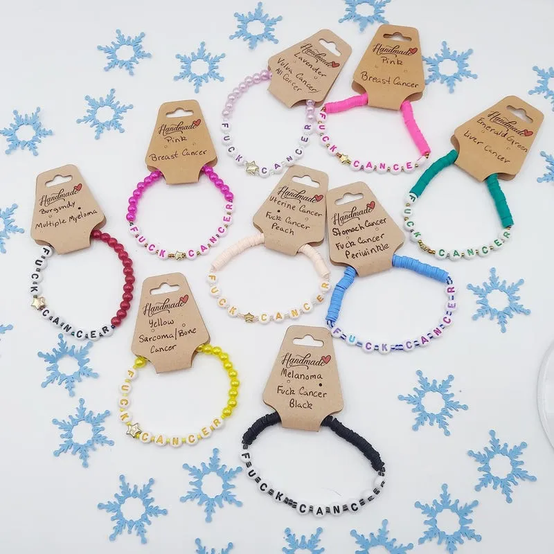 F*ck Cancer Beaded Bracelet: Cancer Awareness, Caregiver Gift, Survivor