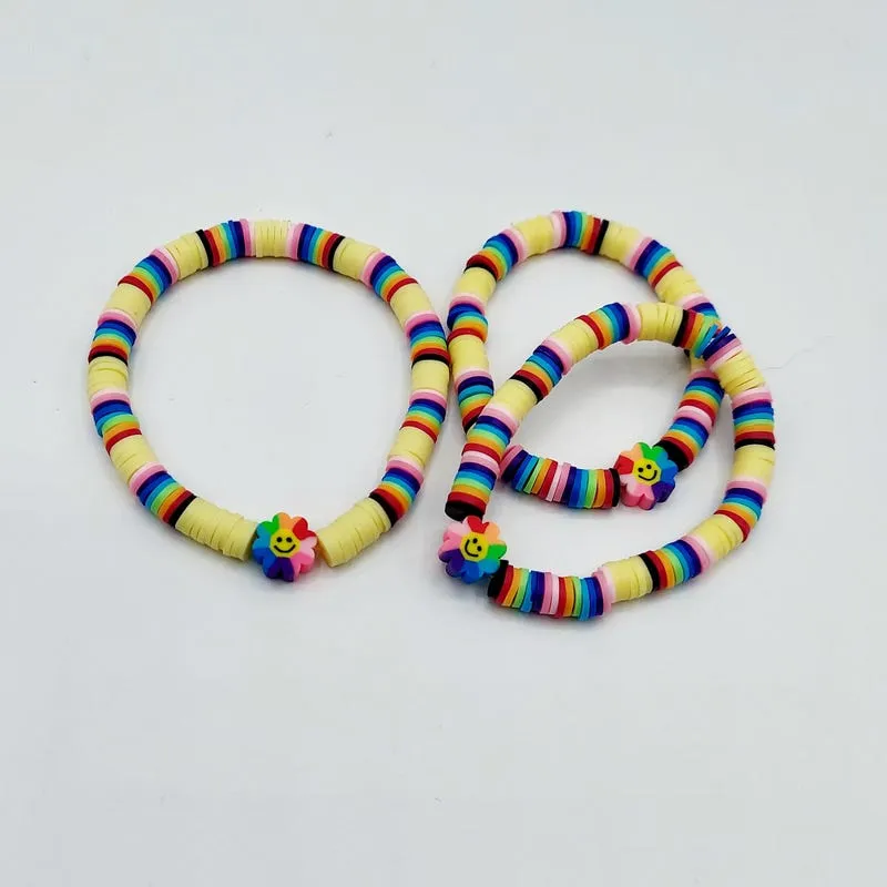 Handcrafted Clay Beaded Bracelet: Colorful Stacking Jewelry