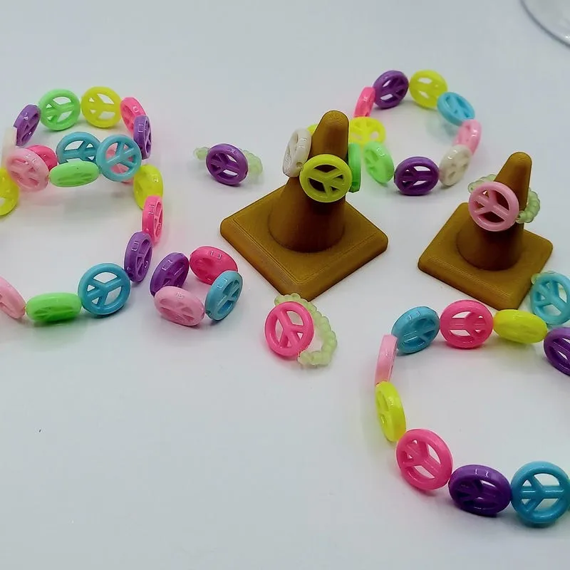 Pastel Peace Bracelet Set: Mom and Daughter Matching Jewelry