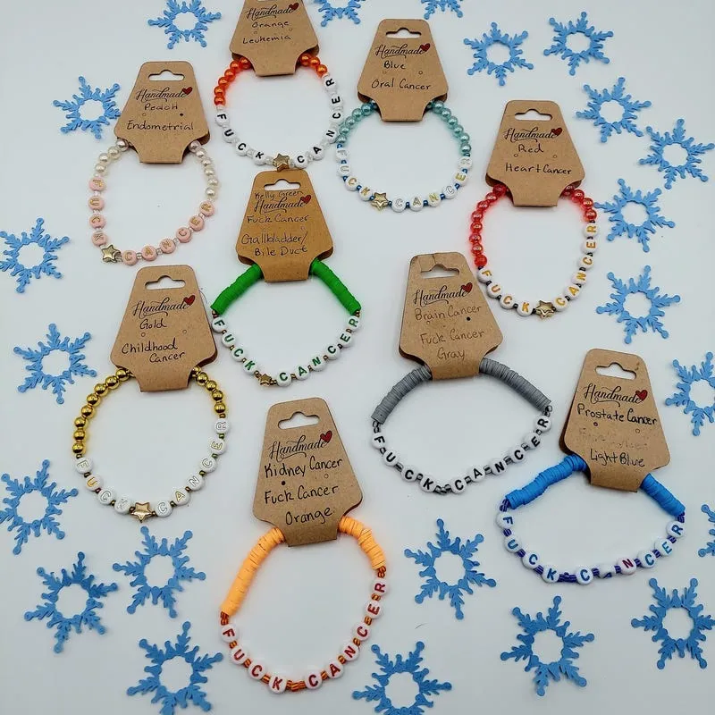Fuck Cancer Beaded Bracelet: Cancer Awareness Gift, Caregiver, Survivor