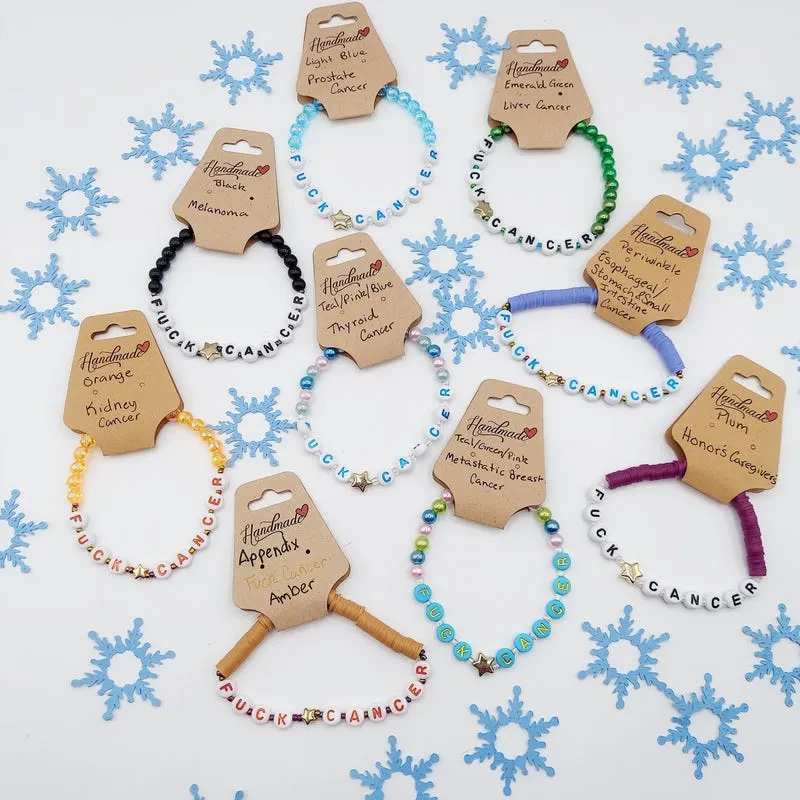 F*ck Cancer Beaded Bracelet: Cancer Awareness, Caregiver Gift