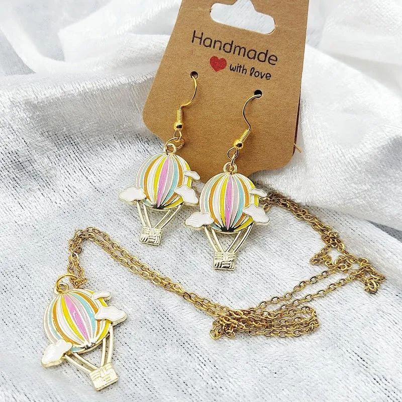 Hot Air Balloon Necklace with matching Earrings