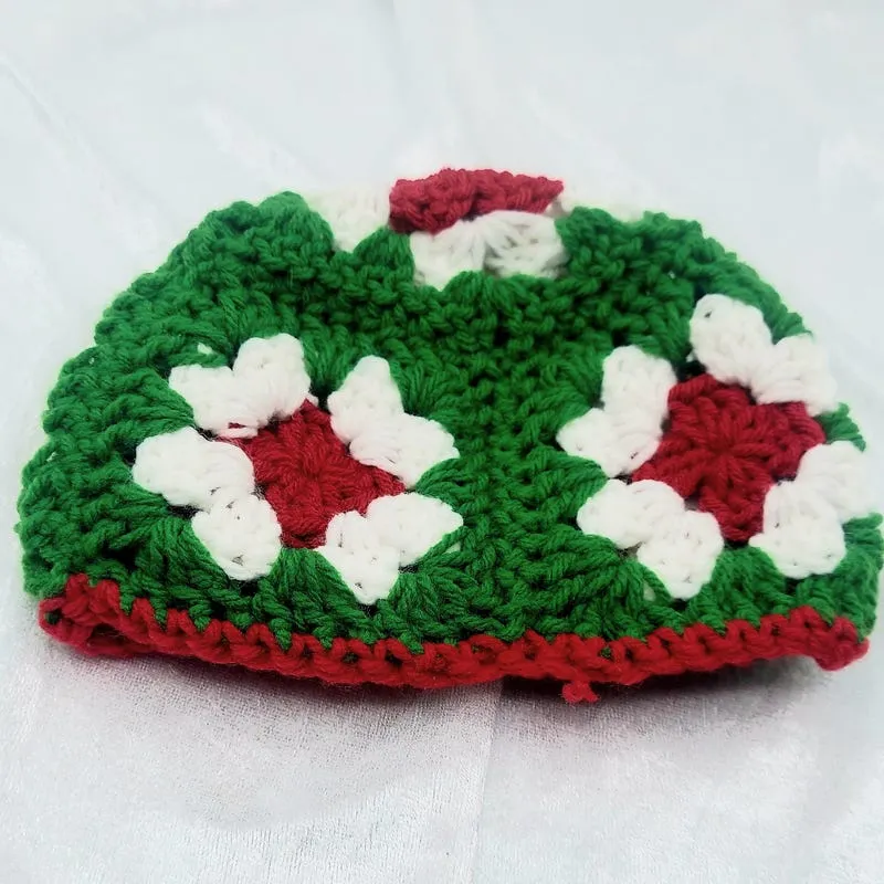 Small Crochet Hat, Christmas Granny Square Hat for Child