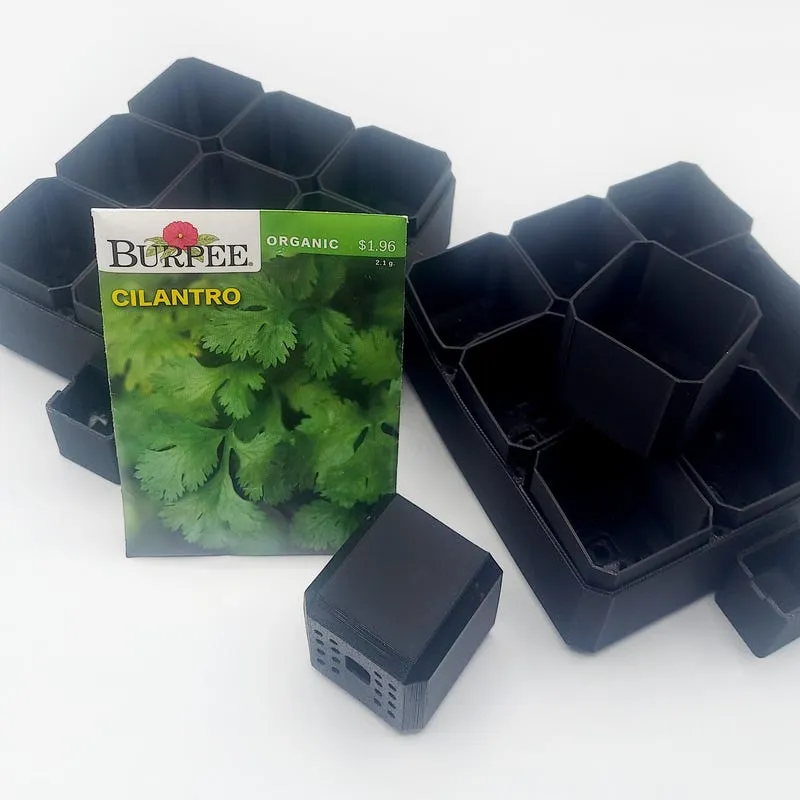Seed Starters, Planters, Herb Garden, 3D Printed Pots, Room for 9 Starts