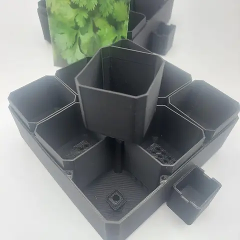 3D Printed Seed Starter Tray with 9 Cubes + Water Spout – Reusable Indoor Seedling Planter, Perfect Garden Gift