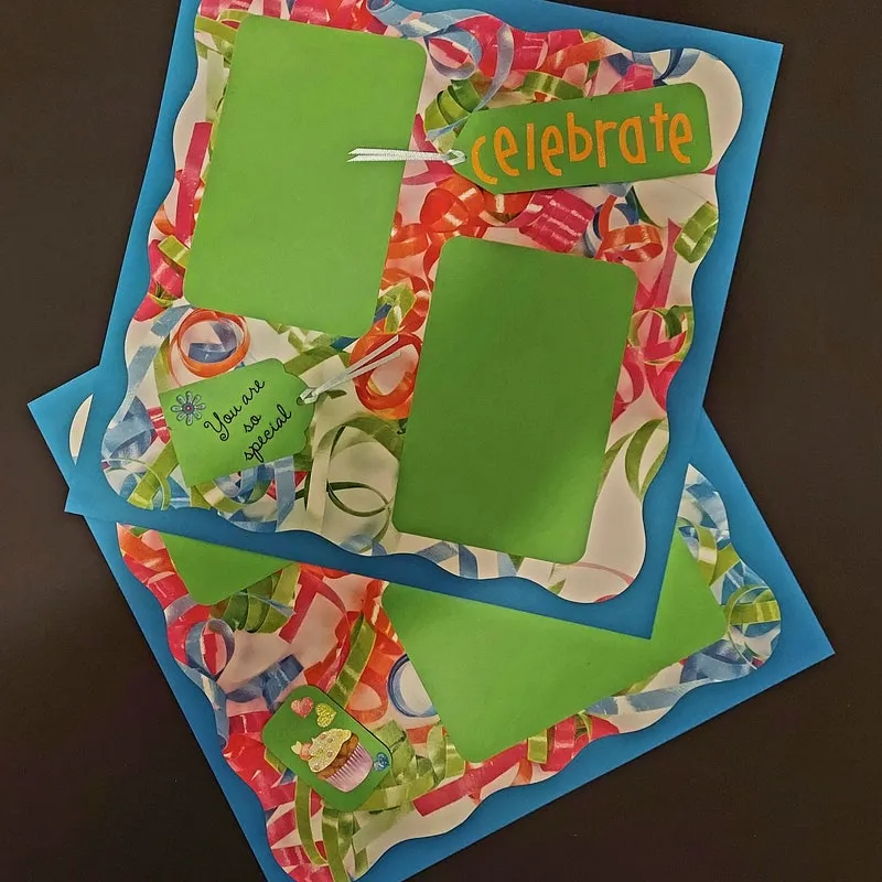 Celebrate Scrapbook Layout: Premade 12x12 Two Page Birthday Scrapbook Pages - just add your photos