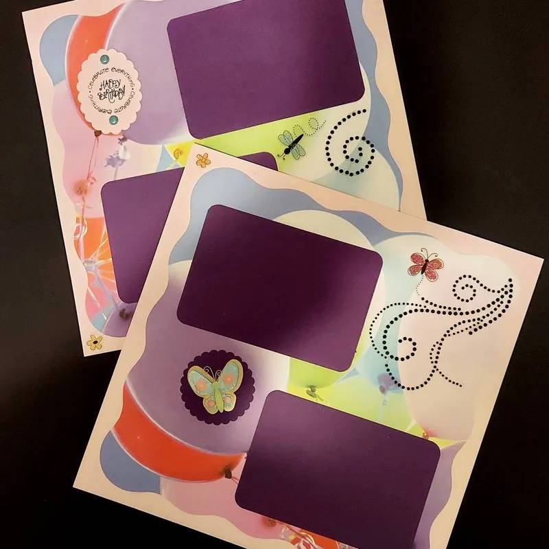 Birthday Scrapbook Layout: 12x12 Premade Layout - Sparkly Celebrate Birthday Scrapbook Pages, ready for photos