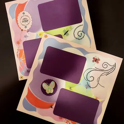 Birthday Scrapbook Layout: 12x12 Premade Layout - Sparkly Celebrate Birthday Scrapbook Pages, ready for photos